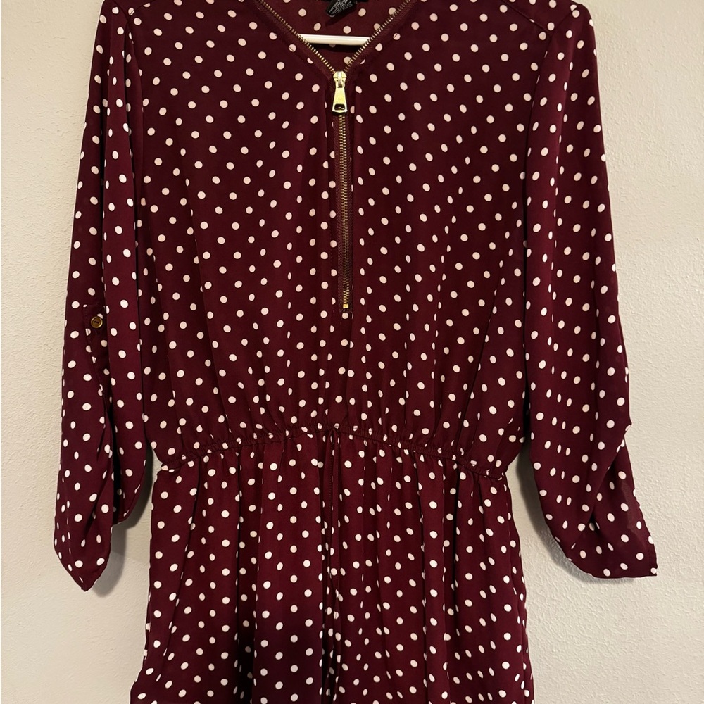 Rue21 Burgundy Dress with White Dots